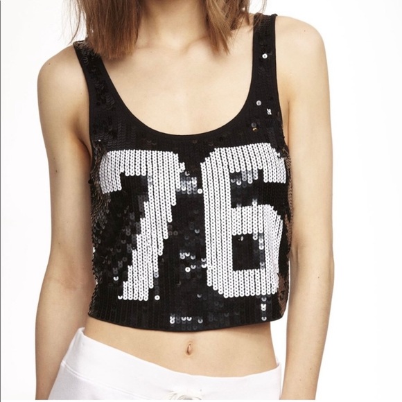 Express Tops - ☀️NWOT black and white sequin 76 crop top